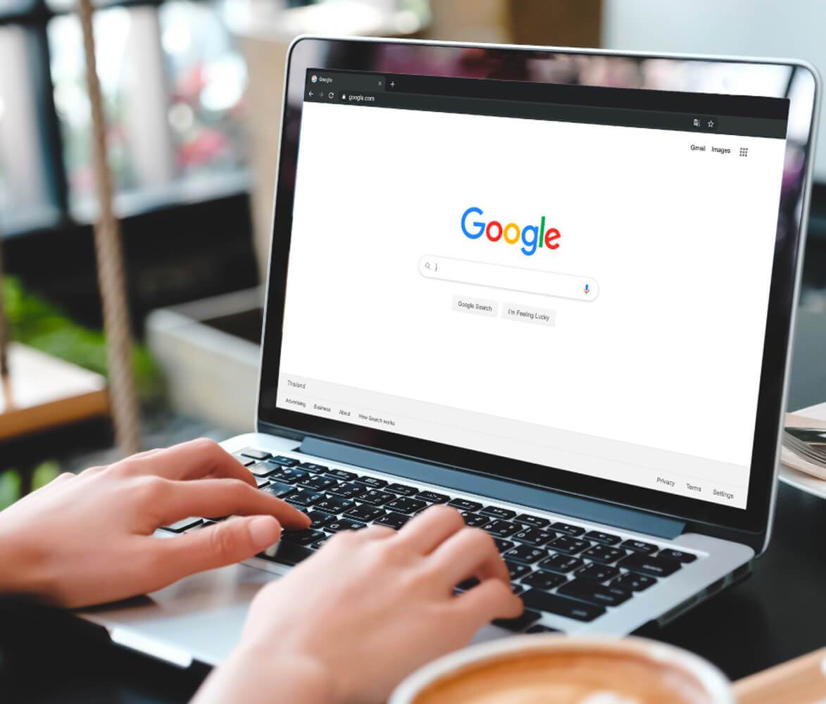 Google Homepage on Laptop Screen