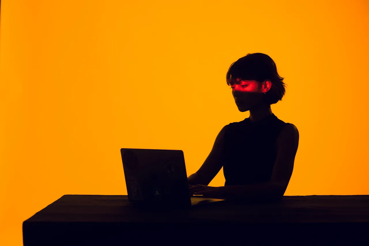 Girl, developing a website, abstract